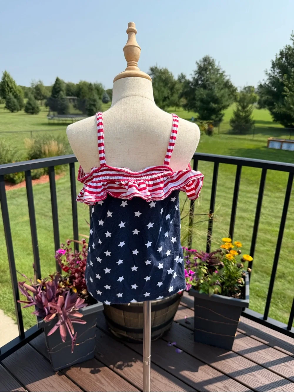 The Children’s Place Girls Patriotic Stars & Stripes Ruffle Tank Size 7/8